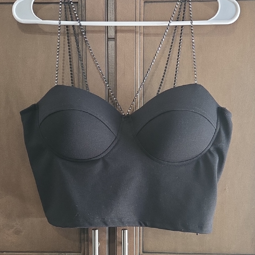 Say What? Black Crop Top